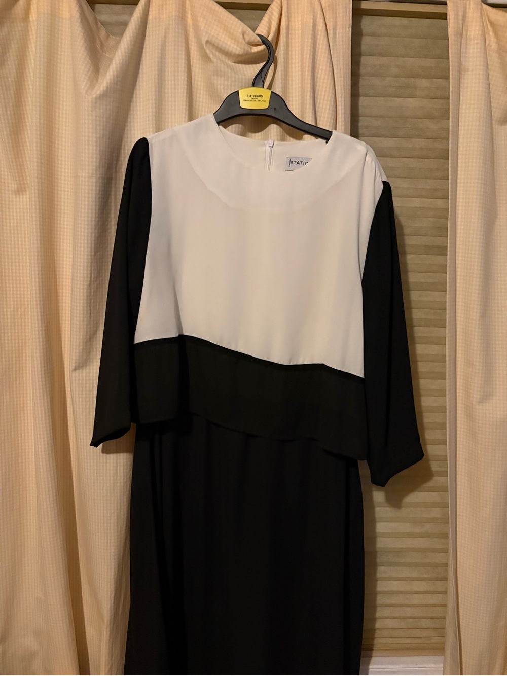 STATIN Black and White Midi Layered Dress